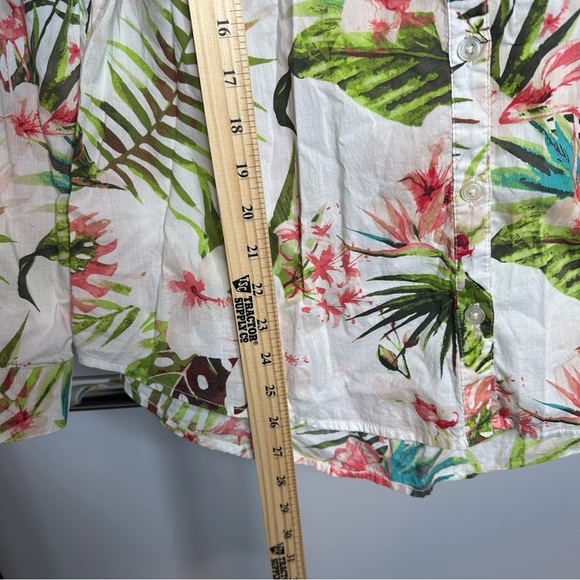 Chicos Sz 1 MEDIUM 6/8 Tropical Beach Flamingo Blouse Shirt Top Summer Cute - Picture 8 of 12